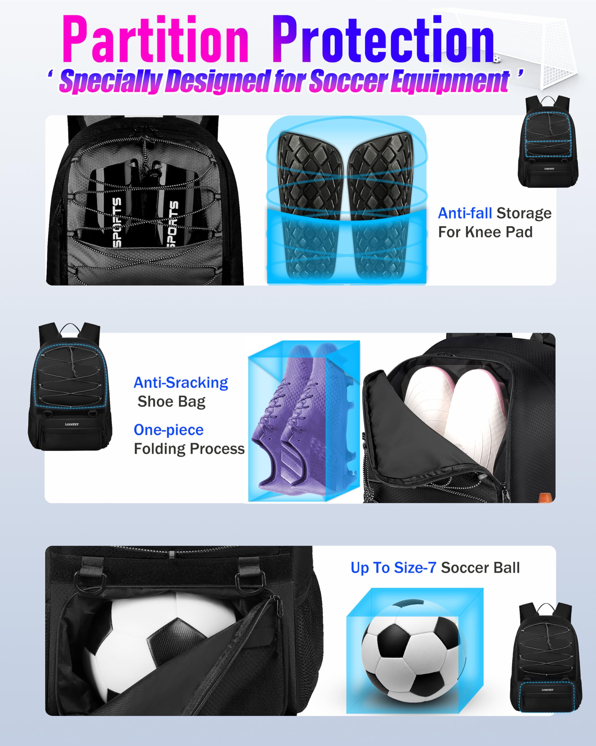 LOINTET side view showing four padded water bottle pockets for heavy bottles