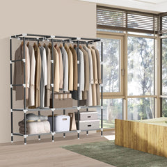 LOKEME fabric shelf close-up showing sturdy storage for folded clothes benefit