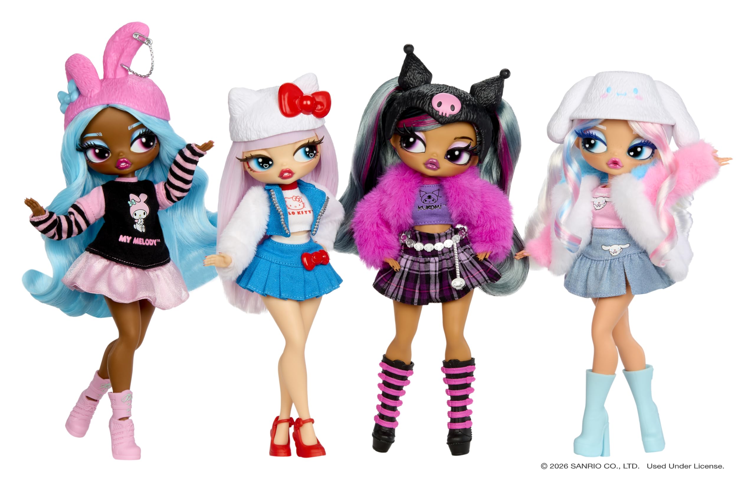 L.O.L. Surprise! Hello Kitty accessories laid out for mix-and-match play