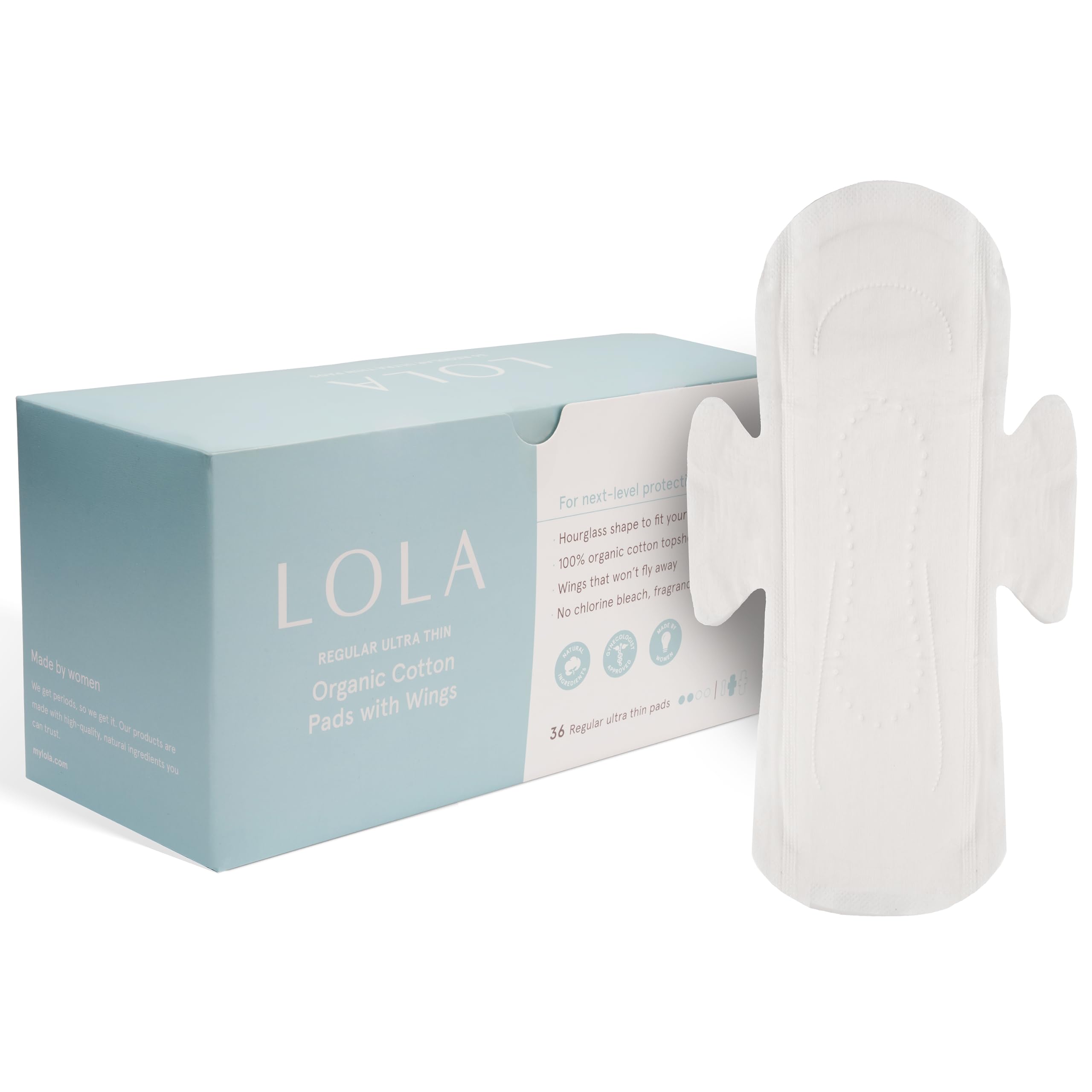 LOLA front packaging showing 36-count and clear product benefit