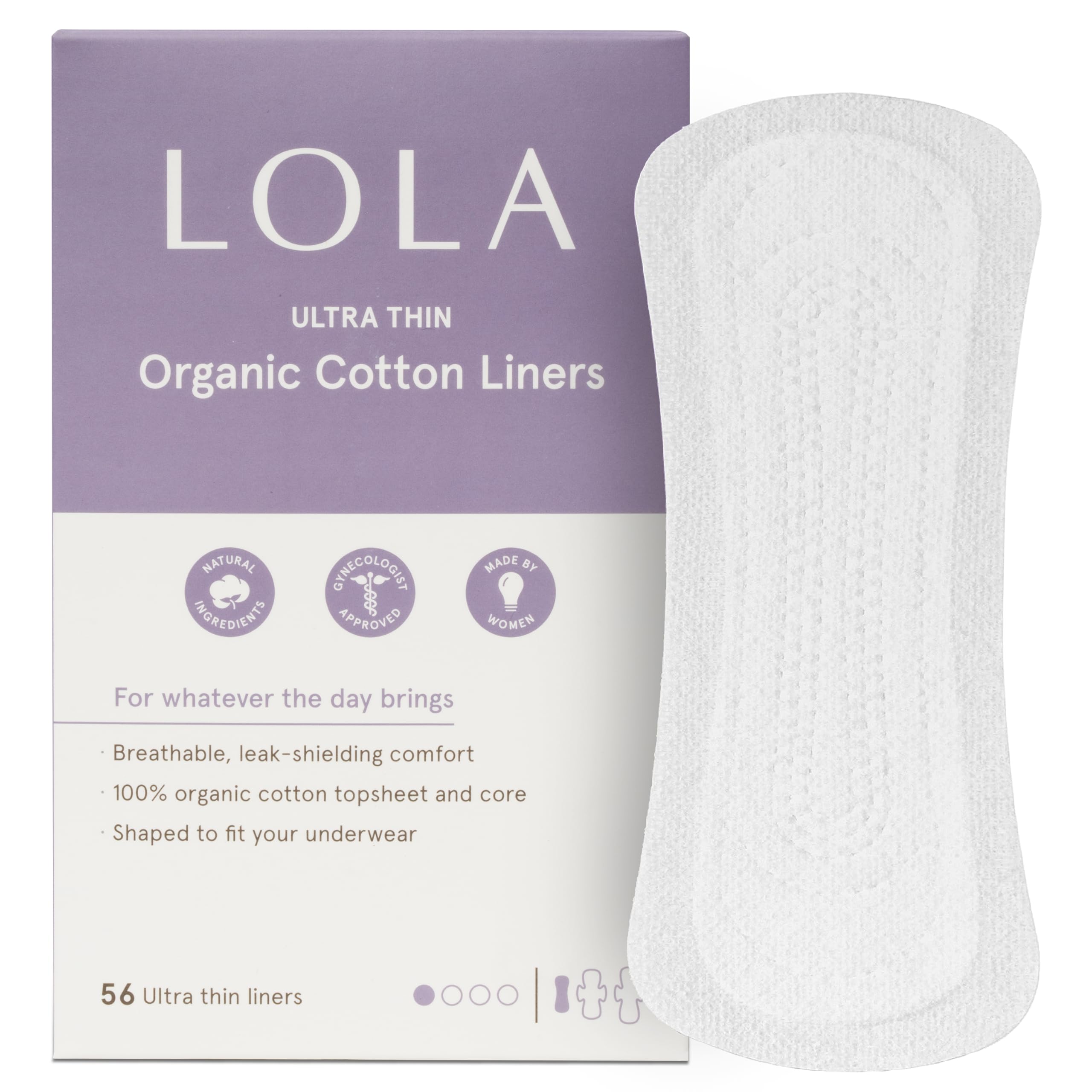 LOLA front packaging showing 56-count box and brand clarity for convenience