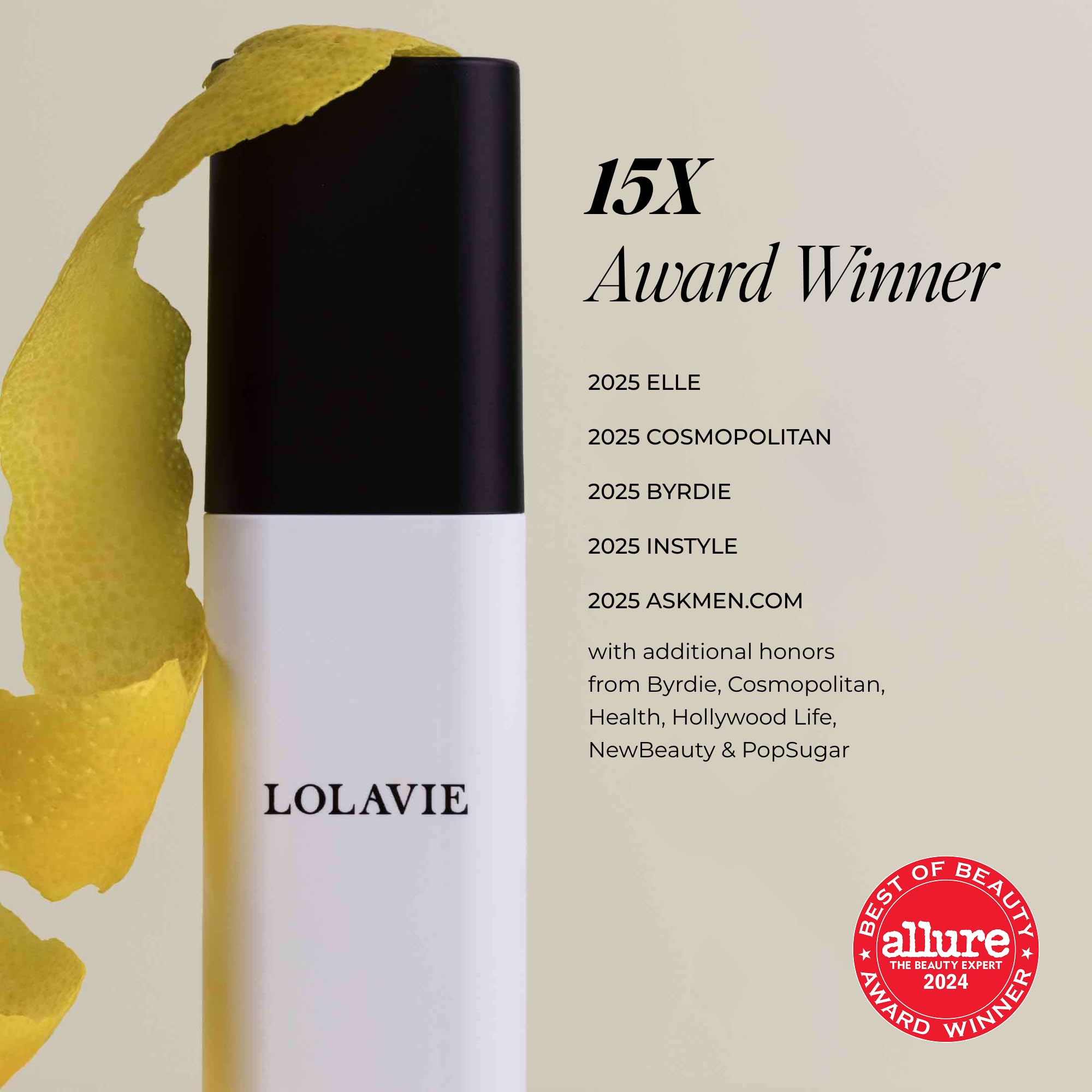 LolaVie bottle in hand showing 5 oz size for travel-friendly benefit