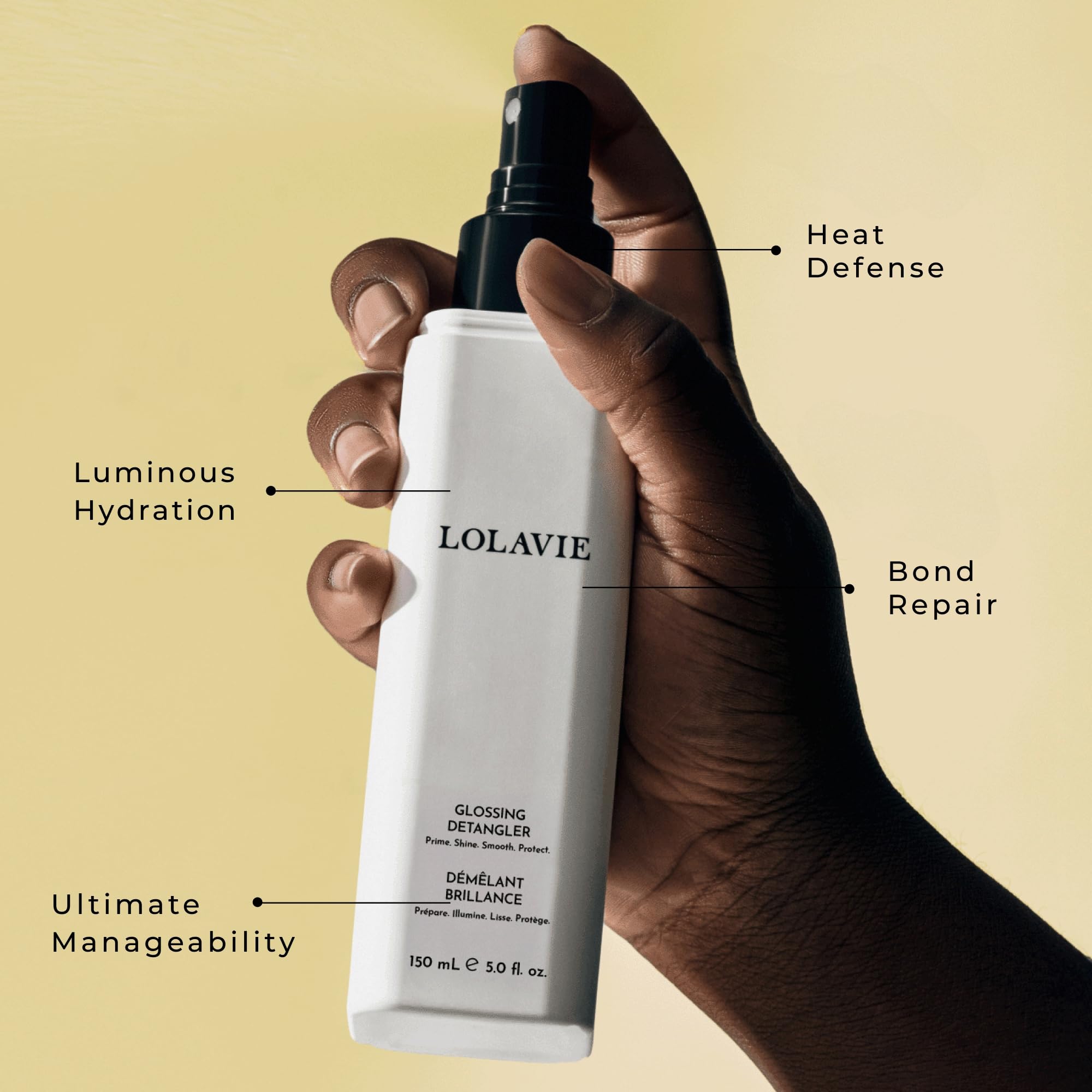 LolaVie nozzle spray action demonstrating quick even product distribution