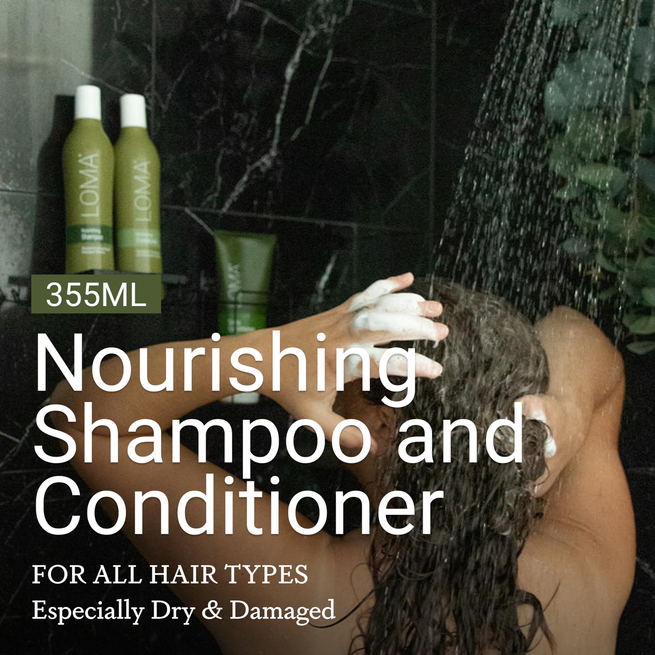 LOMA conditioner cream texture in hand showing rich hydration and smooth finish