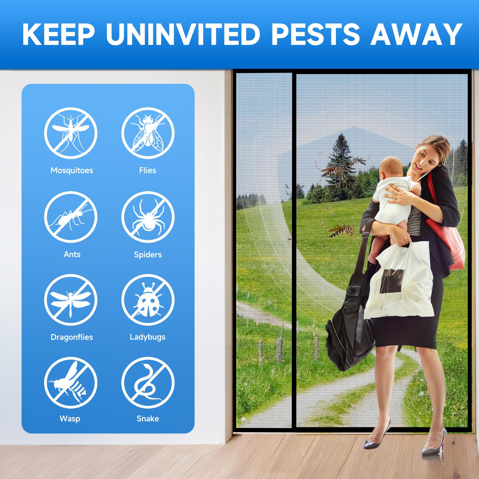 LONGEAS pet passing through screen demonstrating hands-free entry convenience