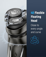 LONKEEN close-up of stainless steel rotary blades showing precise cutting for a smooth shave