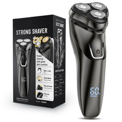 LONKEEN front view of shaver showing ergonomic matte black body and controls for easy handling