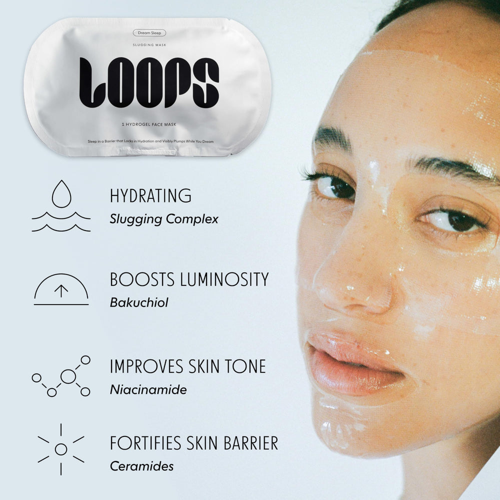 LOOPS mask held in hand to show true size and travel convenience