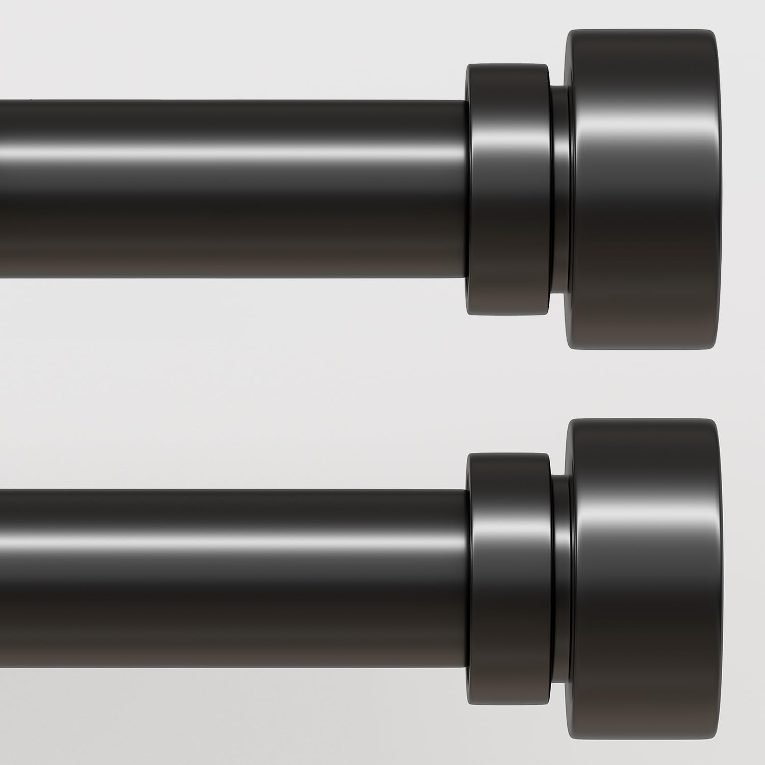Lootkell front view of packaged dual curtain rods showing contents and finish benefit