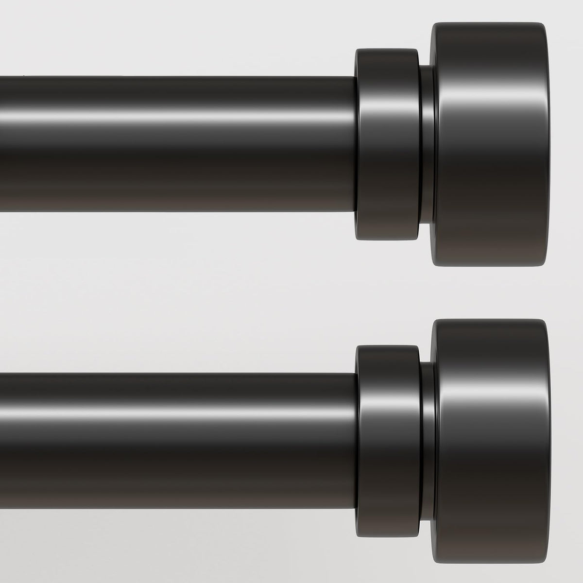 Lootkell front view of packaged dual curtain rods showing contents and finish benefit
