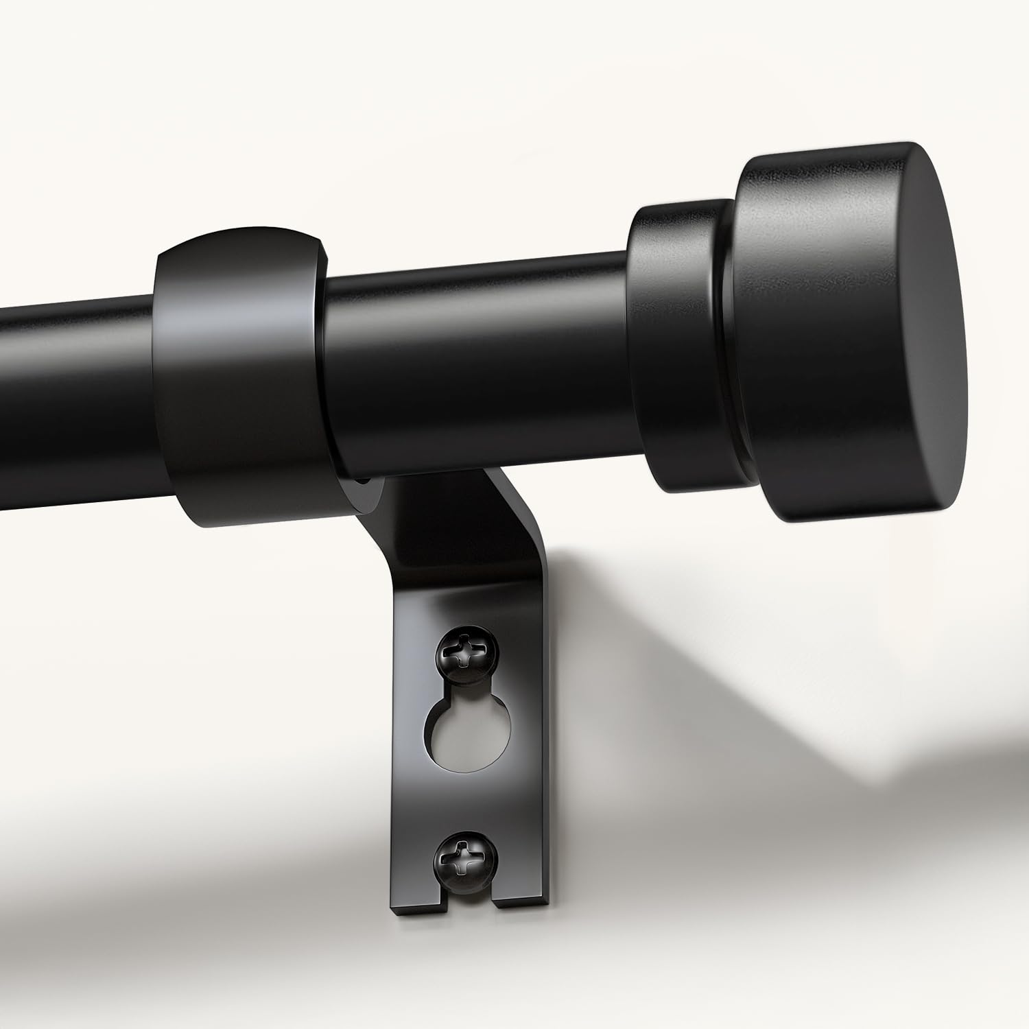 Lootkell front view assembled curtain rod showing sturdy support and sleek finish