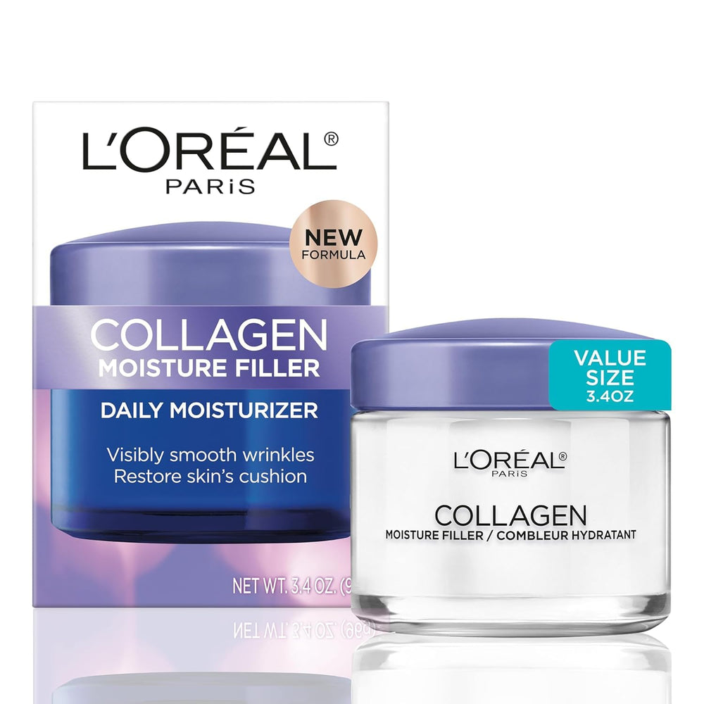 L'Oreal Paris jar front view showing product and branding, indicating reliable hydration