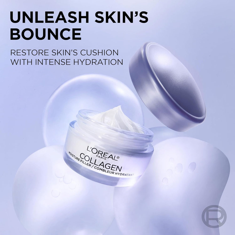 L'Oreal Paris ingredient label close-up highlighting soluble collagen and benefits