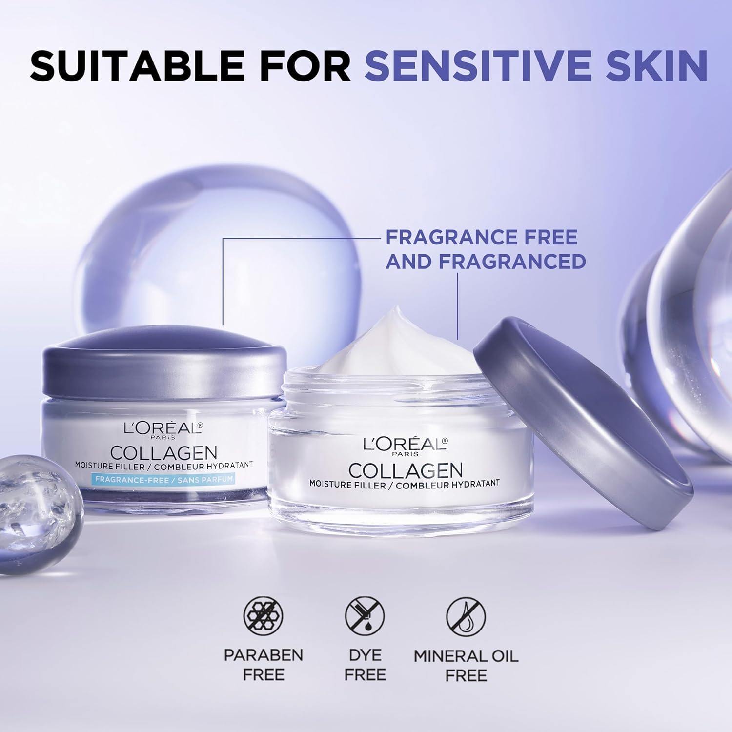L'Oreal Paris 3.4 oz jar next to common items showing real size and travel-friendly feel