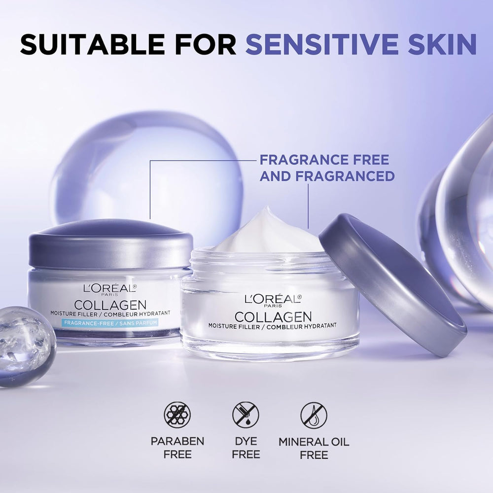 L'Oreal Paris 3.4 oz jar next to common items showing real size and travel-friendly feel