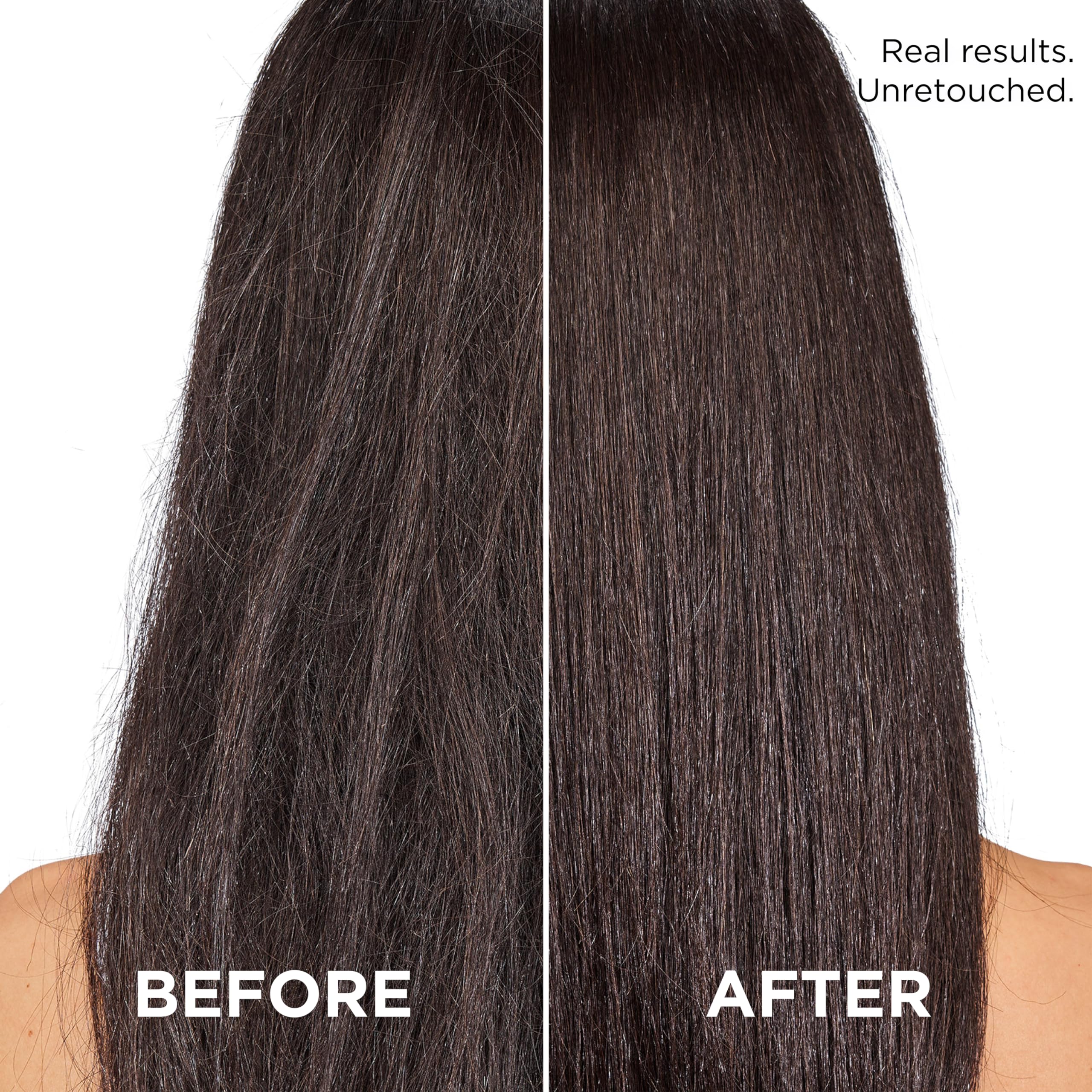 L'Oreal Paris before and after on color-treated hair for improved shine