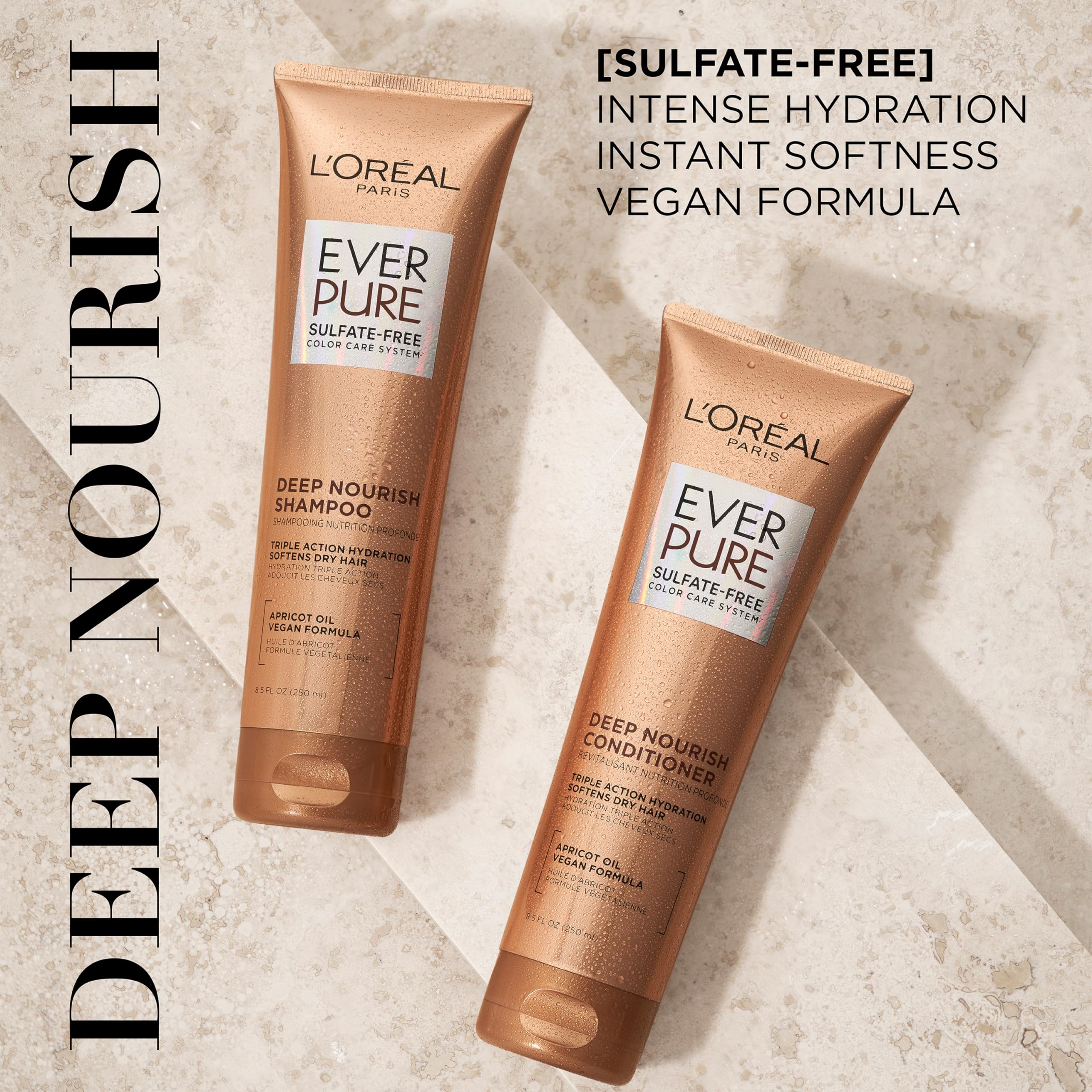 L'Oreal Paris shampoo pump close-up for easy dispensing benefit