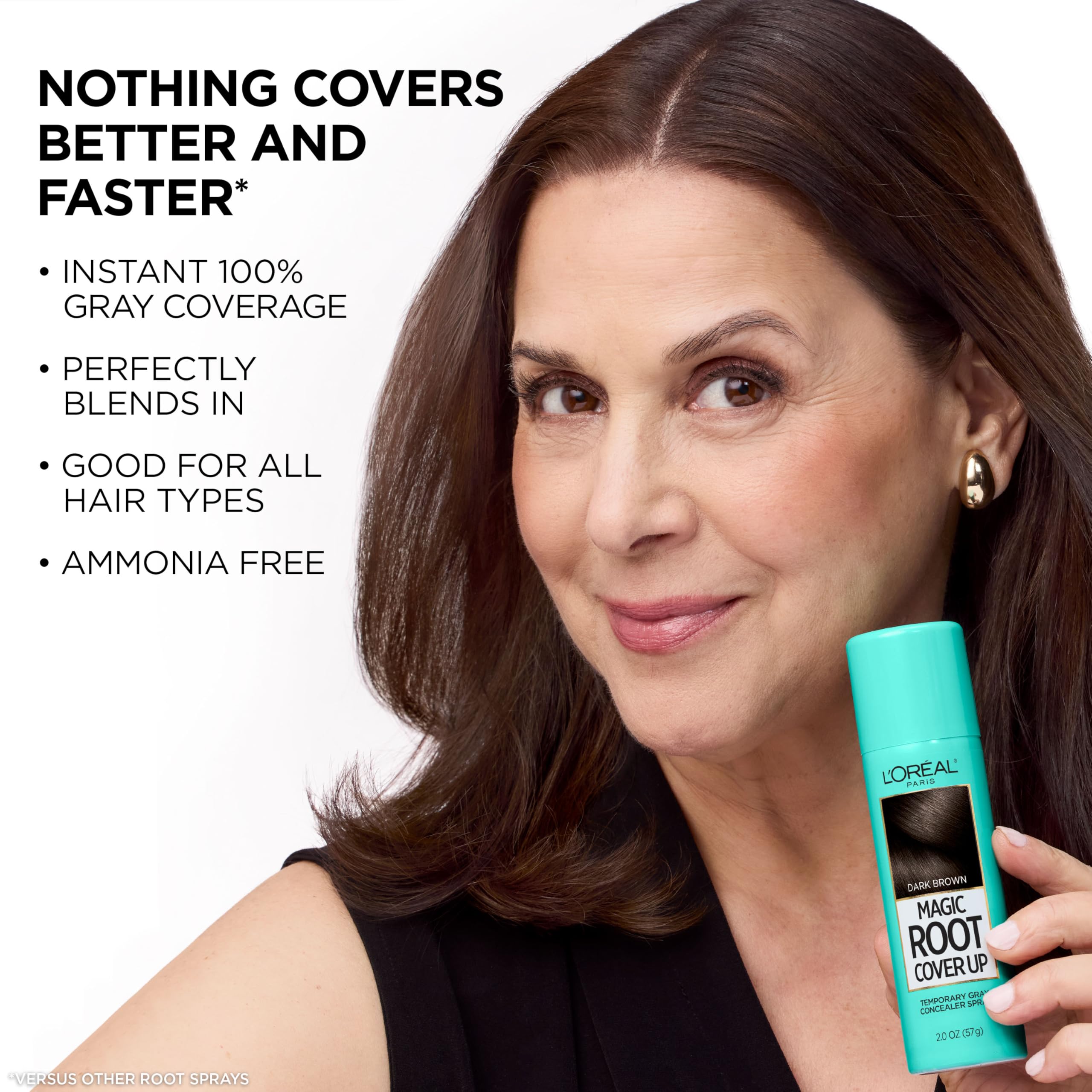 L'Oreal Paris application at hairline showing quick concealment benefit