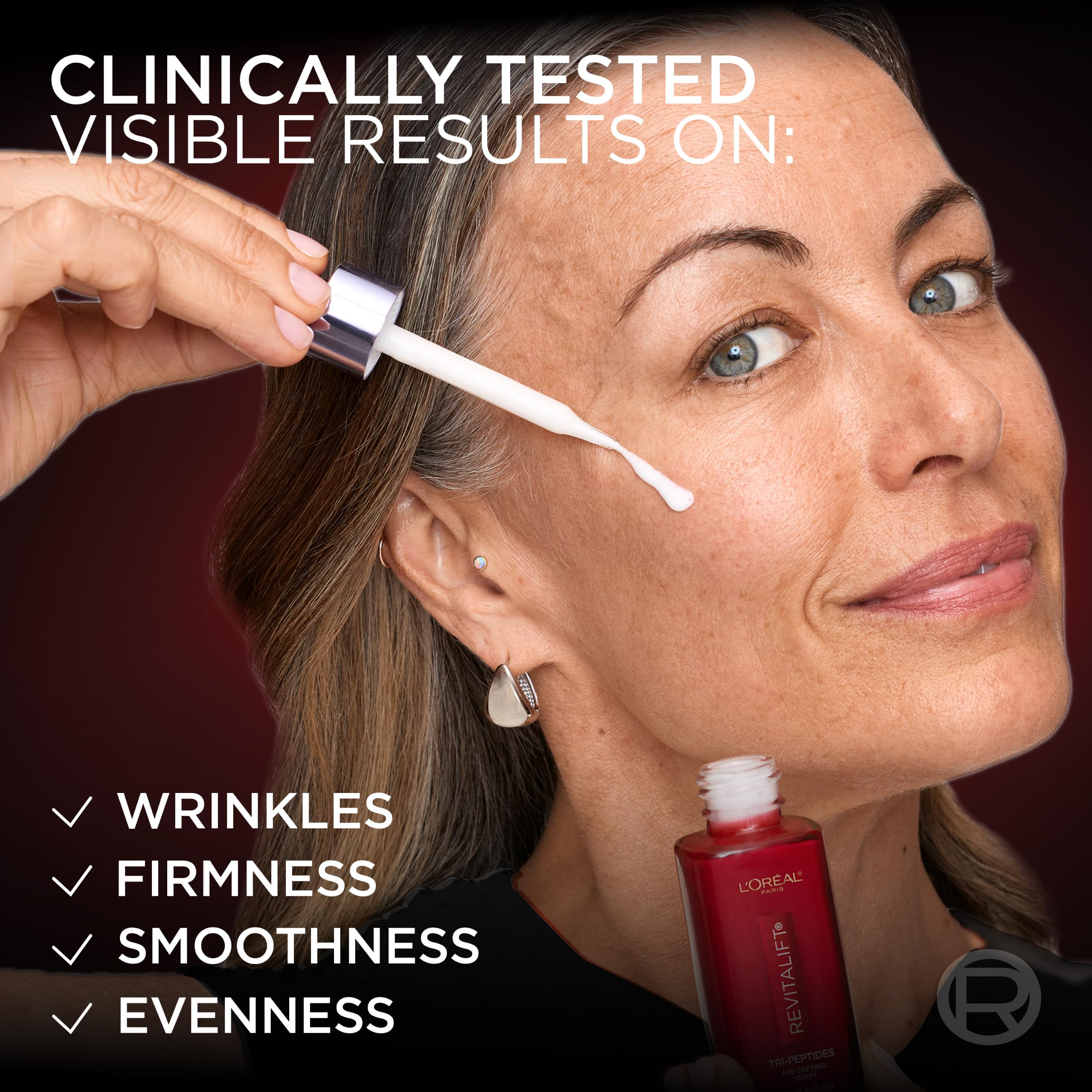 L'Oreal Paris serum texture close-up highlighting hydrating finish