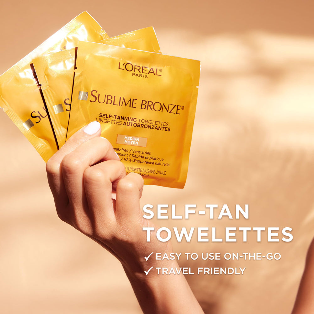 L'Oreal Paris open towelette revealing pre-soaked single dose