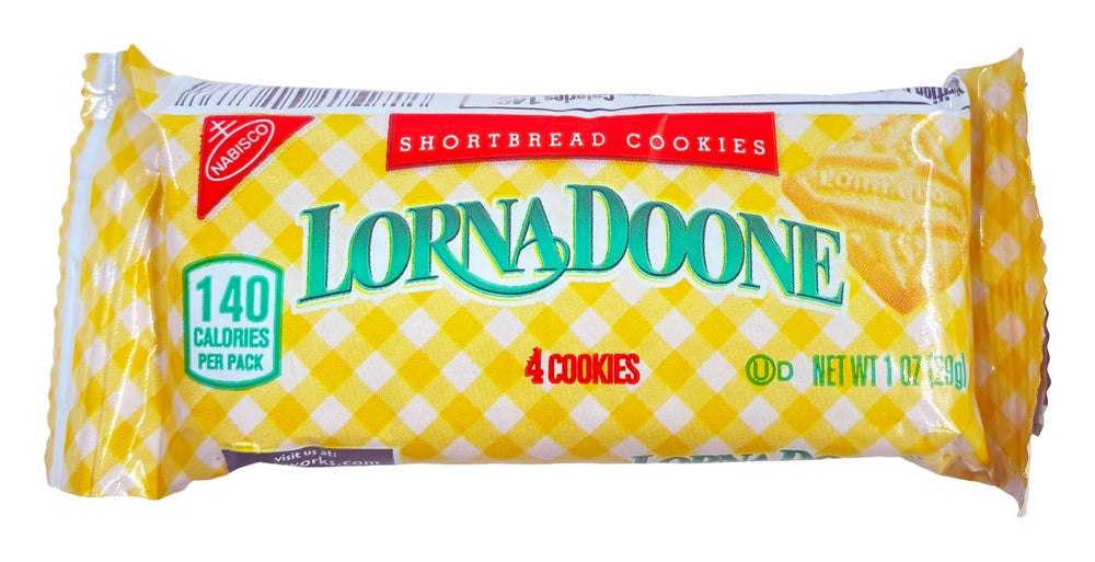 Lorna Doone cookie pack beside a coin illustrating single-serve size and convenience