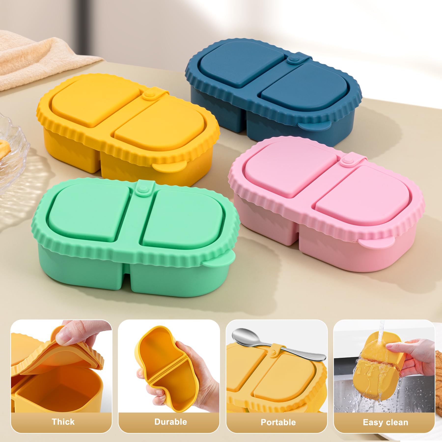 LOROTOCO close-up of double-seal lid, highlighting leakproof barrier benefit: prevents spills