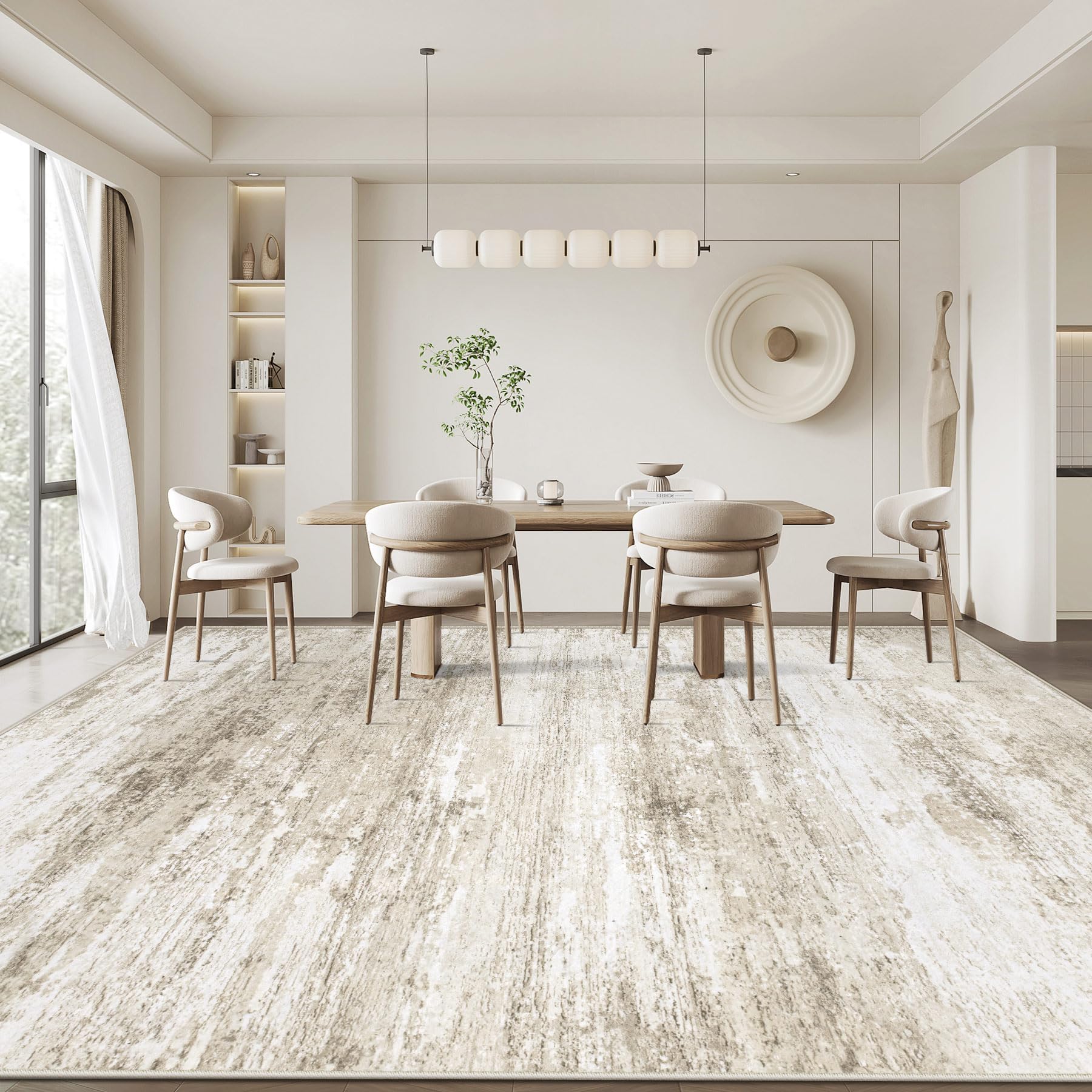 losbulake rug under dining table showing stain resistance and family friendly use