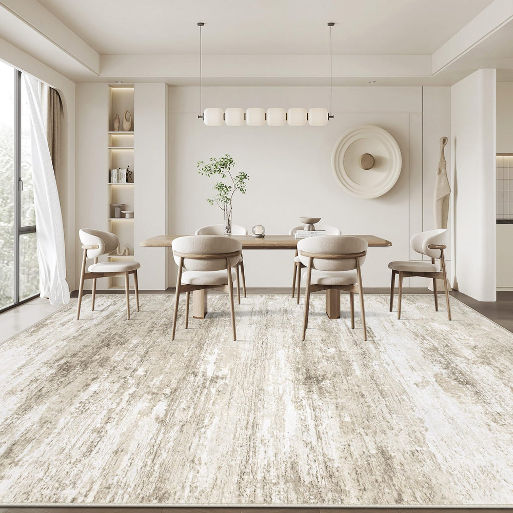 losbulake rug under dining table showing stain resistance and family friendly use