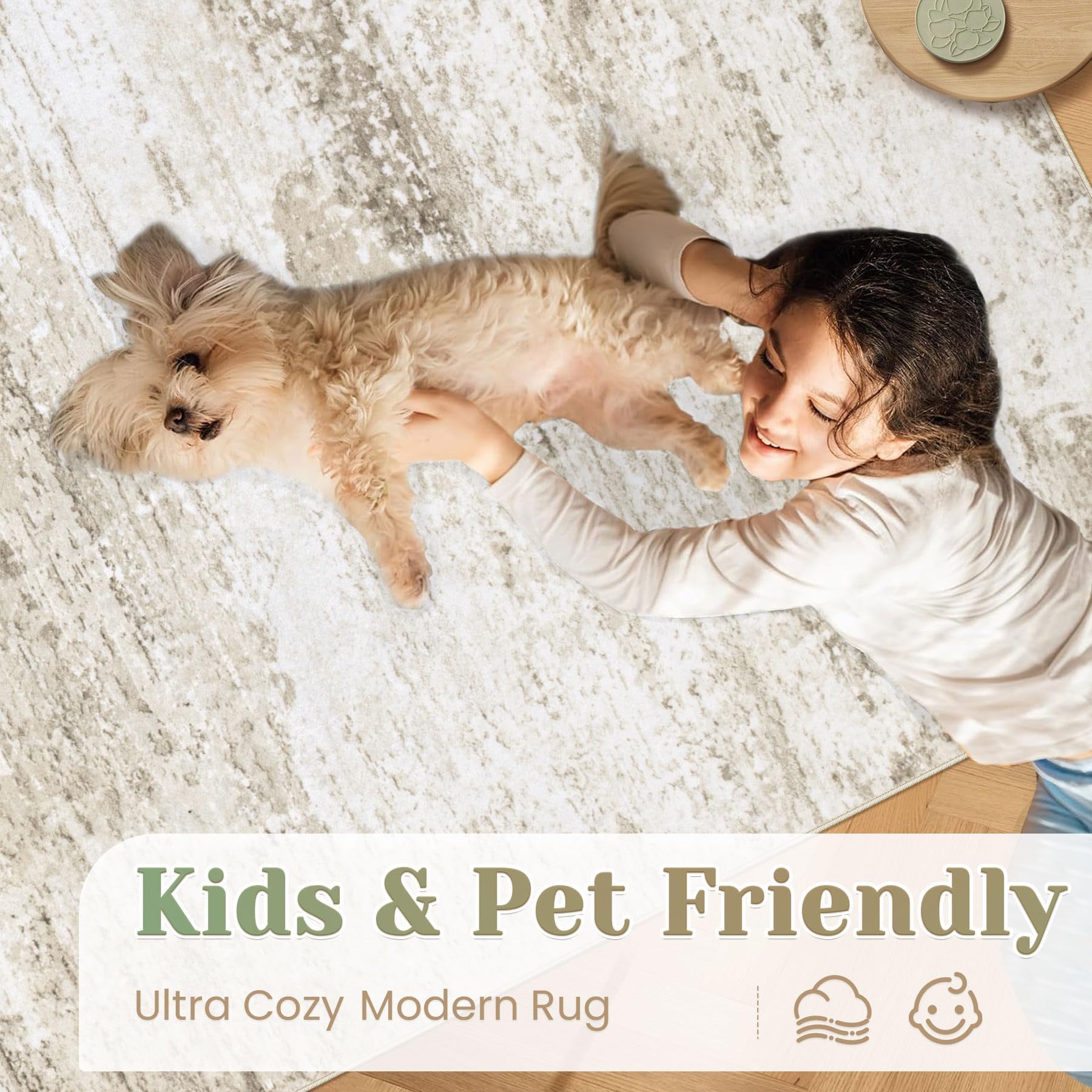 losbulake rug styled in a living room offering modern look and easy care
