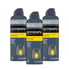 Lotrimin front of can showing brand and spray nozzle for fast relief