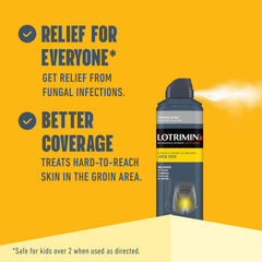 Lotrimin spray action mid-air showing even, touch-free application