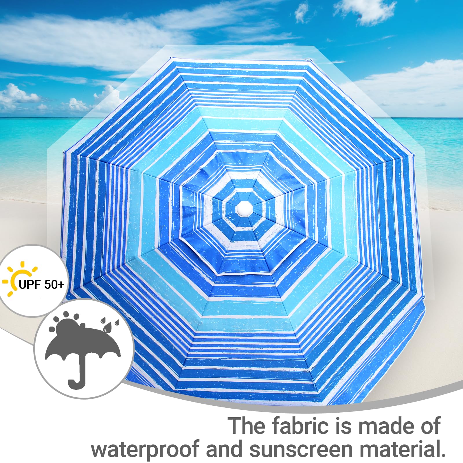 LOTTAFUN umbrella on beach with people shaded illustrating practical use
