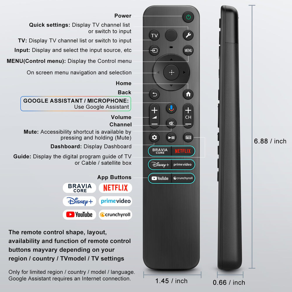 LOUTOC remote placed next to Sony TV demonstrating seamless compatibility benefit