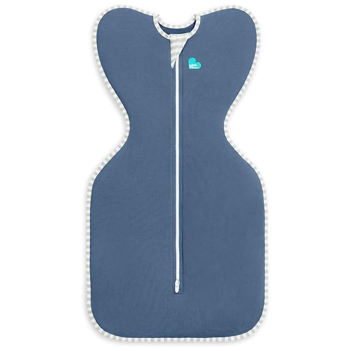 Love to Dream swaddle up denim back view highlighting secure seat and hip room