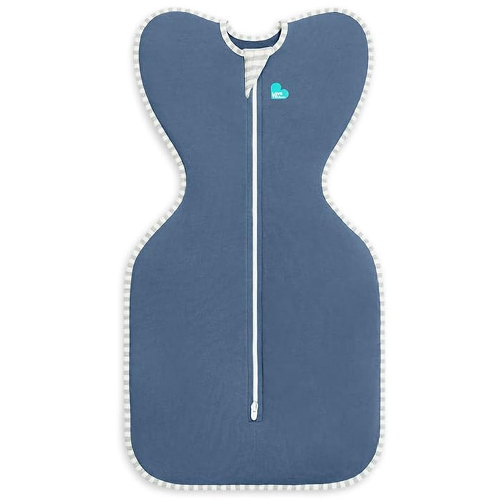 Love to Dream swaddle up denim back view highlighting secure seat and hip room