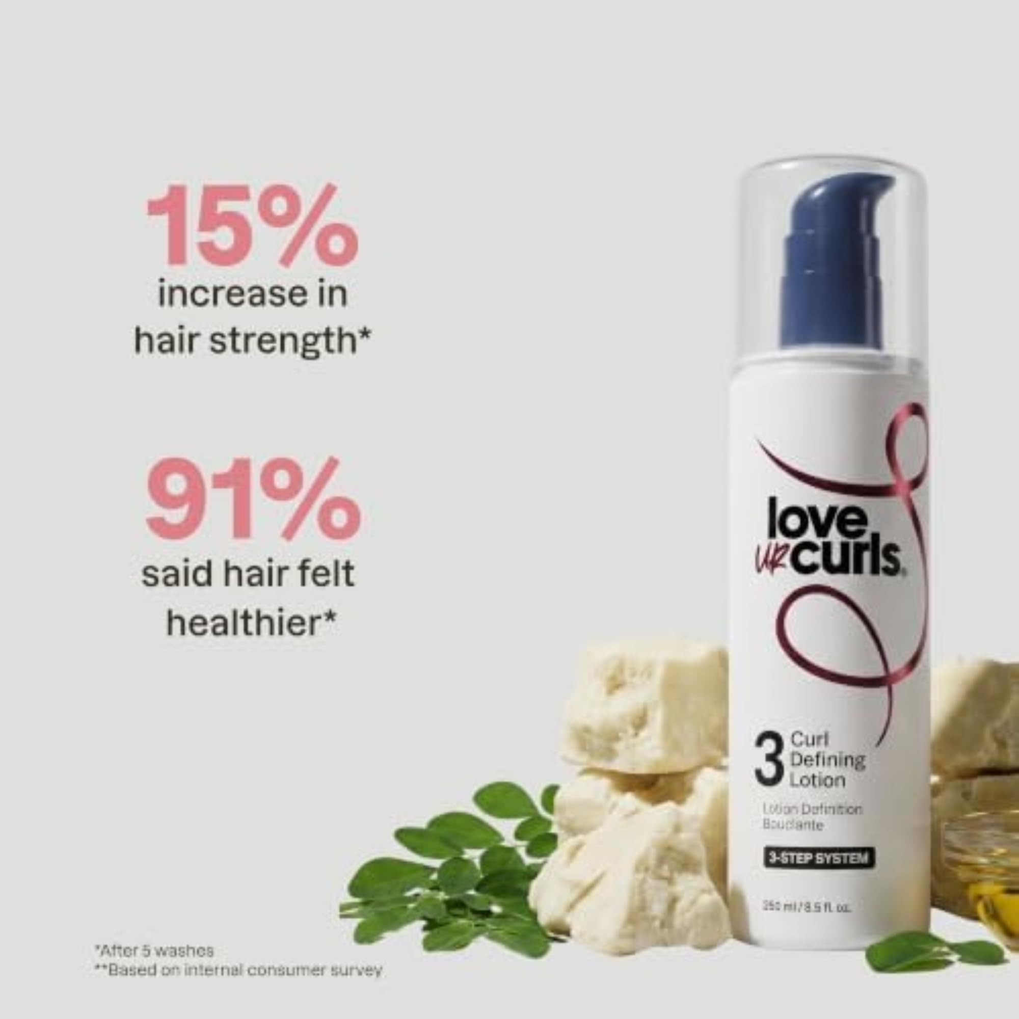 Love Ur Curls next to common items to show product size