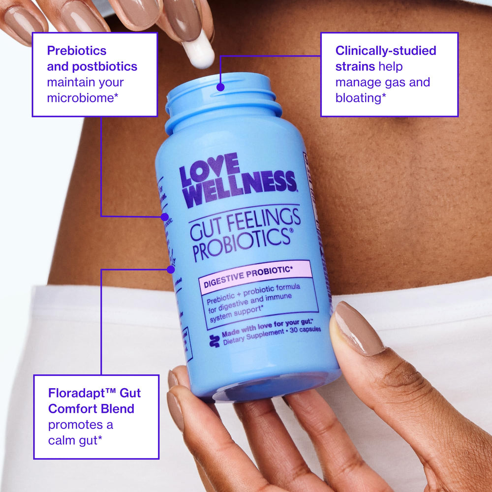 Love Wellness capsule next to a coin to show size and easy serving