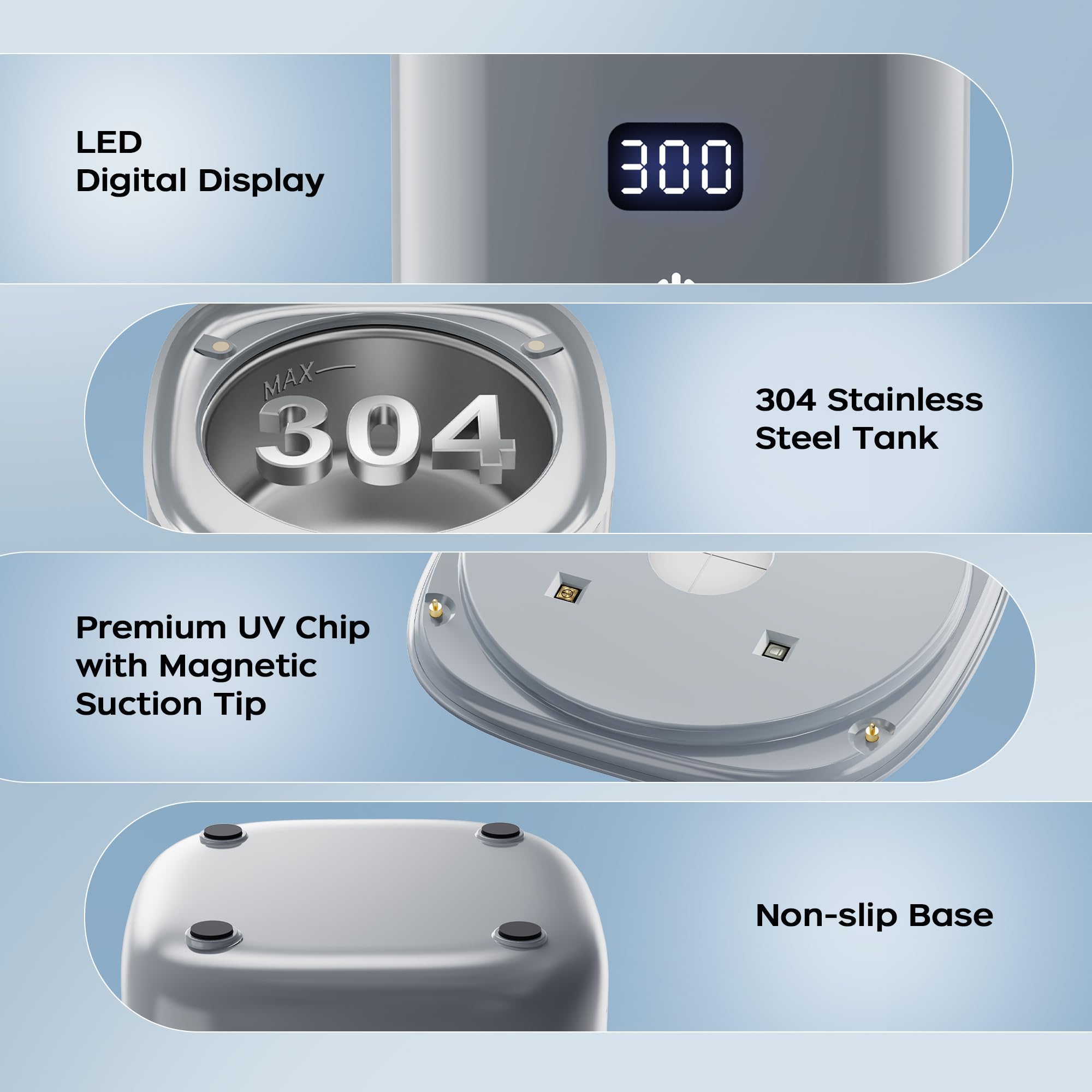 LOVELAB noise-reduction housing detail showing quiet operation under 45dB benefit