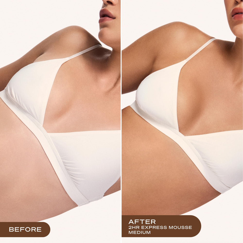Loving Tan with applicator mitt demonstrating even streak-free coverage