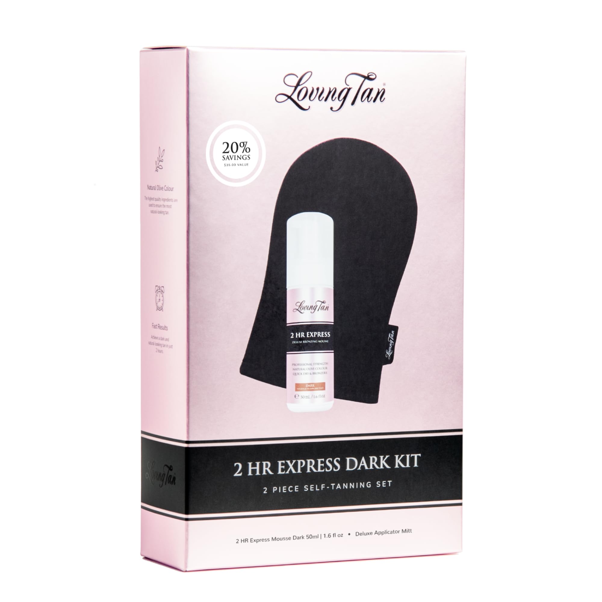 Loving Tan dry-time demonstration showing quick-drying benefit for dressing fast