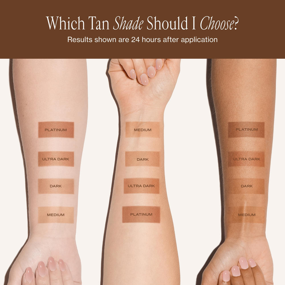 Loving Tan bottle next to hand to show 4 fl oz size and multiple uses