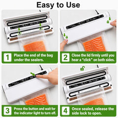 LSA Apparel vacuum sealer in action removing air from bag for longer food freshness