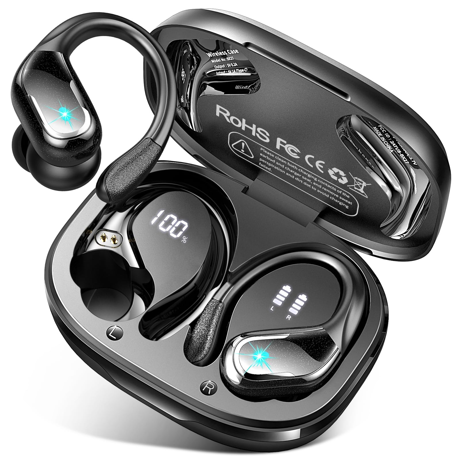 Ltinist front packaging showing earbuds and charging case benefits clarity