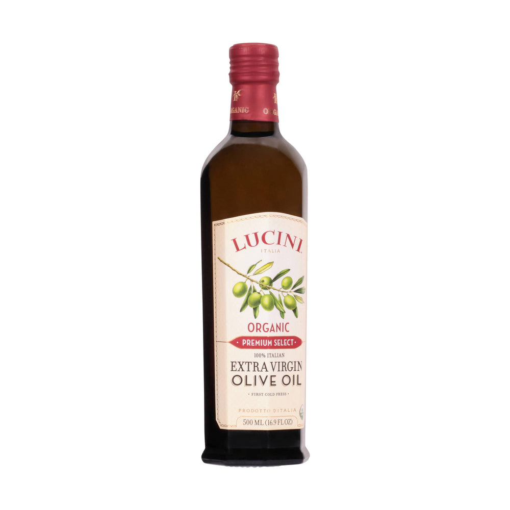 Lucini label with USDA and QAI organic plus Kosher Parve certifications benefit
