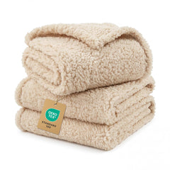 Luciphia front pack view showing three beige blankets and value pack benefit