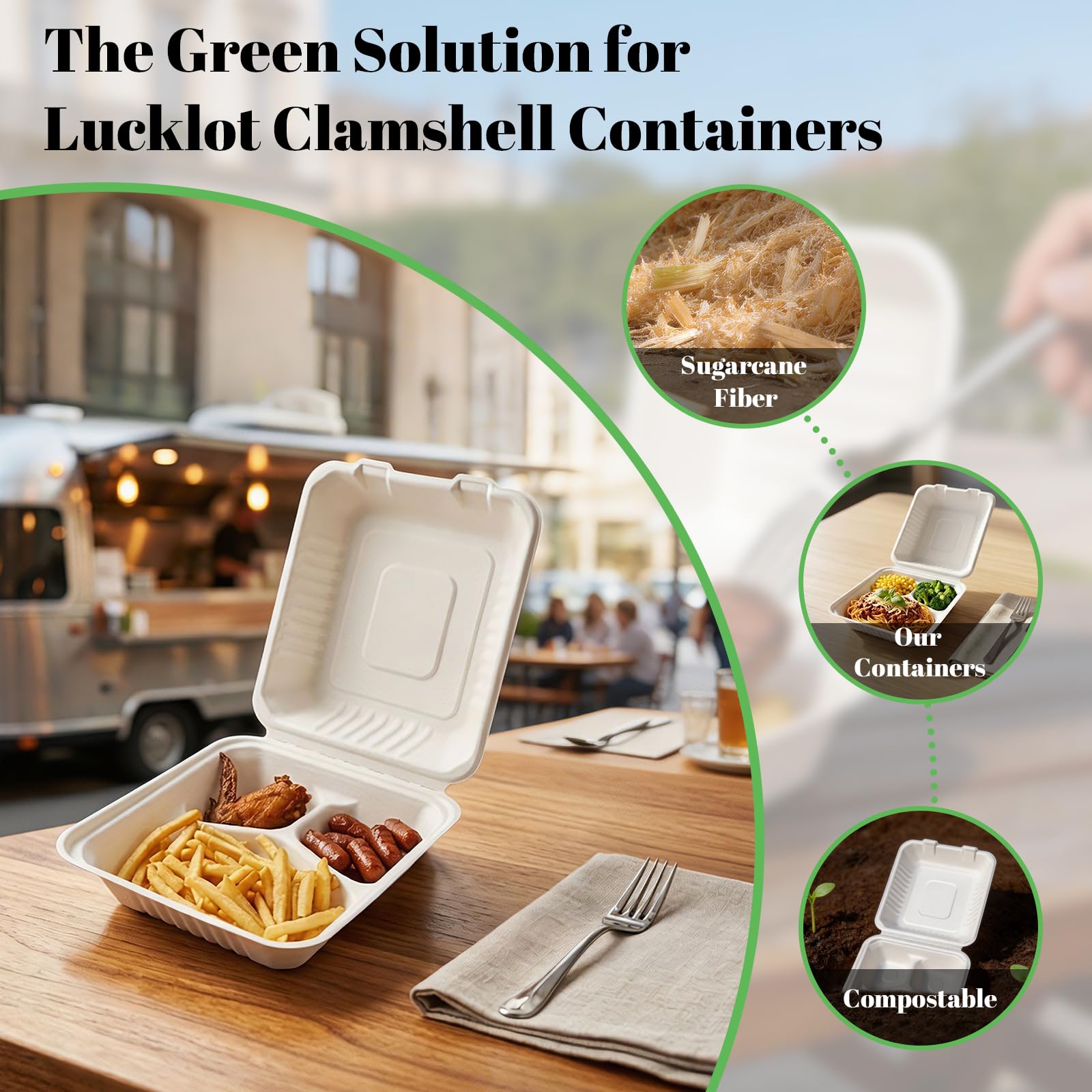 Lucklot label close-up highlighting bagasse materials and sustainability benefit