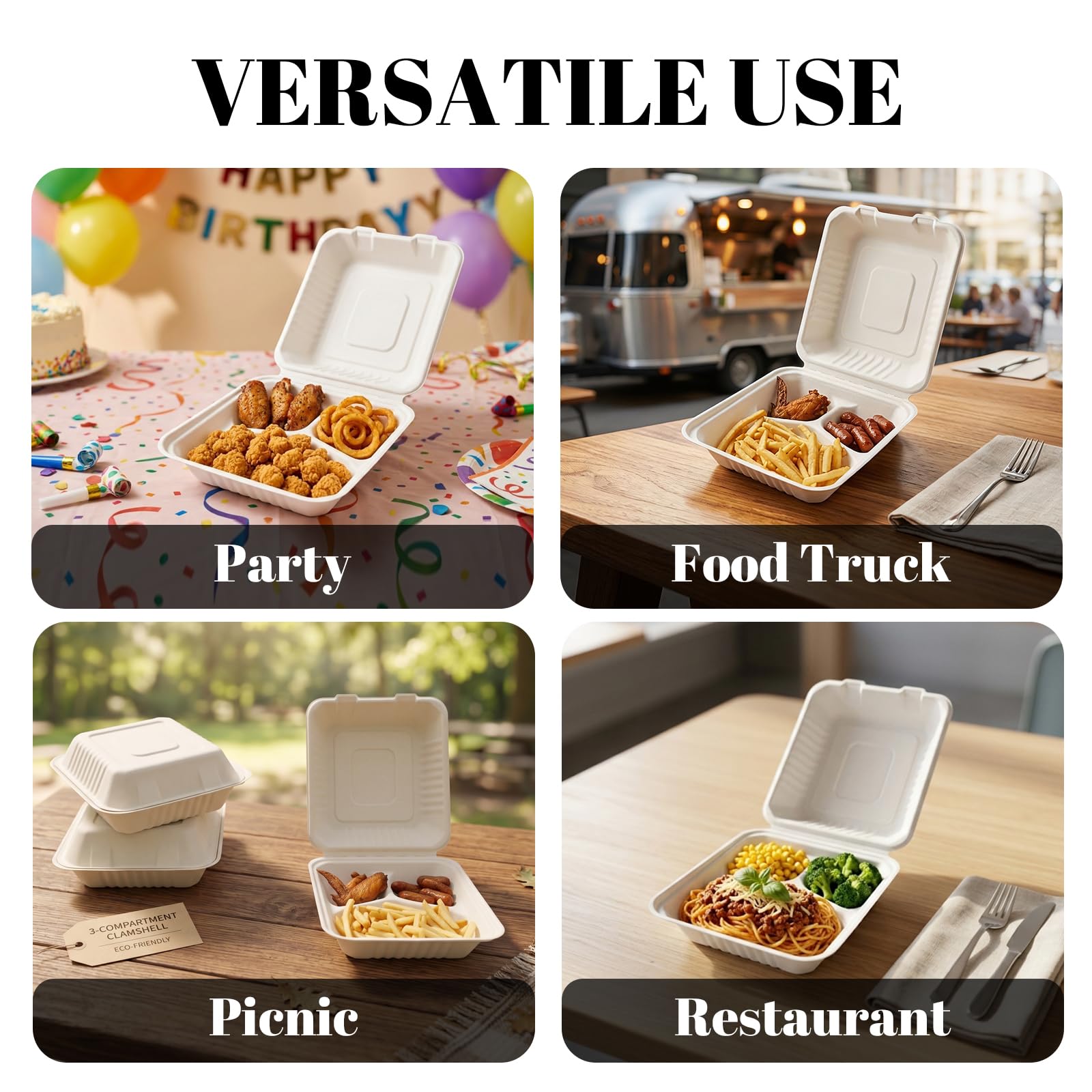 Lucklot stacked clamshells for compact storage and easy handling benefit