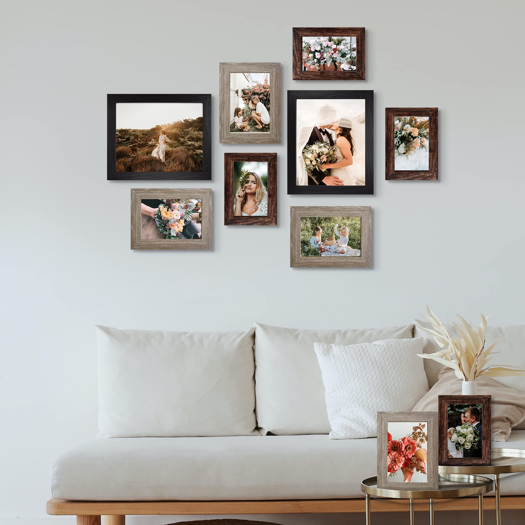 LUCKYLIFE 4x6 frame front view with wood-grain brown enhancing small prints