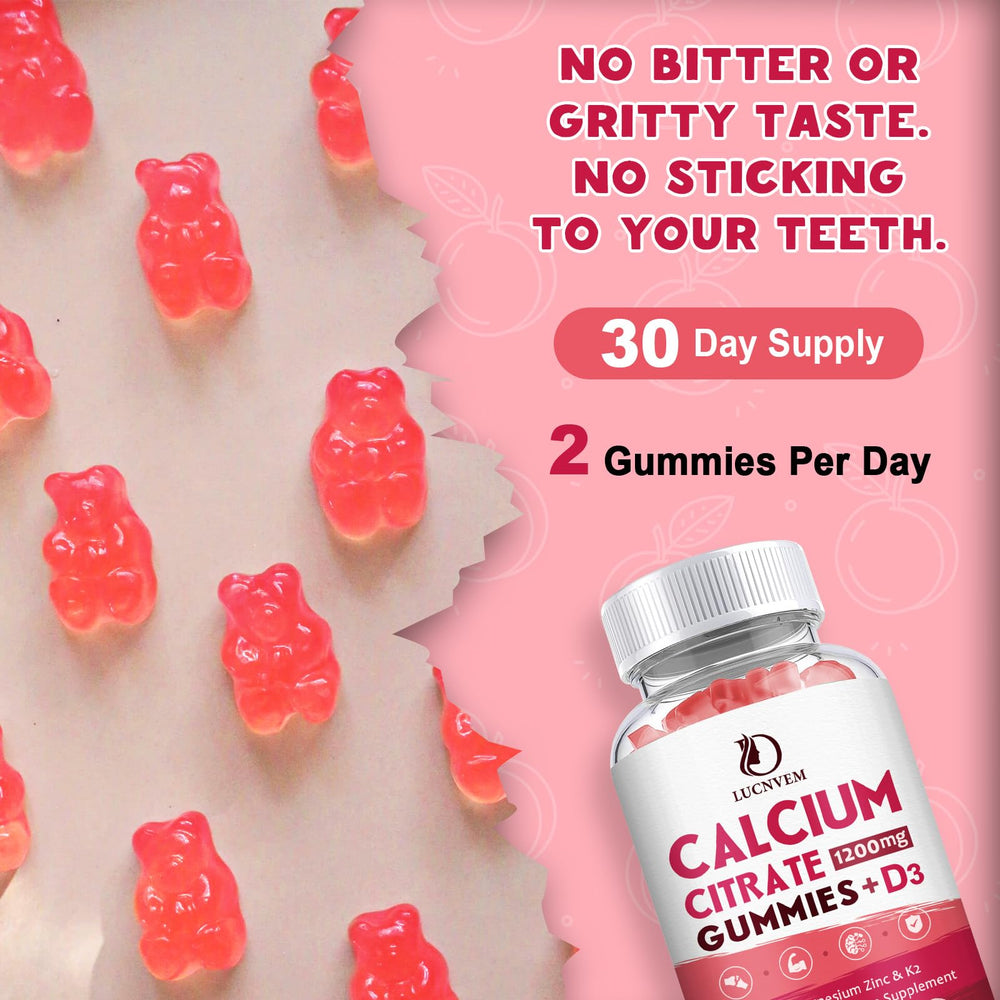 LUCNVEM open bottle with gummies spilling for easy daily dosing benefit