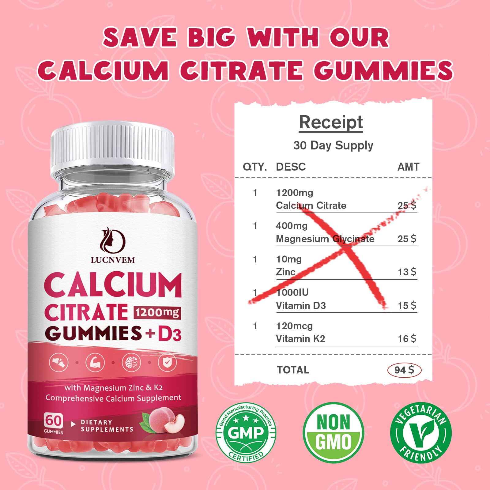 LUCNVEM supplement facts label closeup showing ingredient transparency benefit